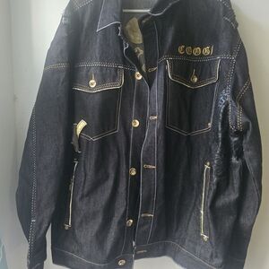 COOGI Men's Black Denim Jacket with Gold Accents